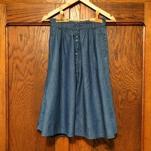 Zara Chambray Buttoned Highwaisted Midi Skirt